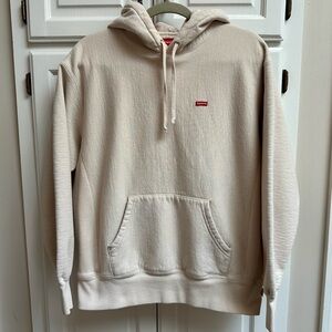Supreme Small Box Hooded Sweatshirt Cream and Red Size Small
